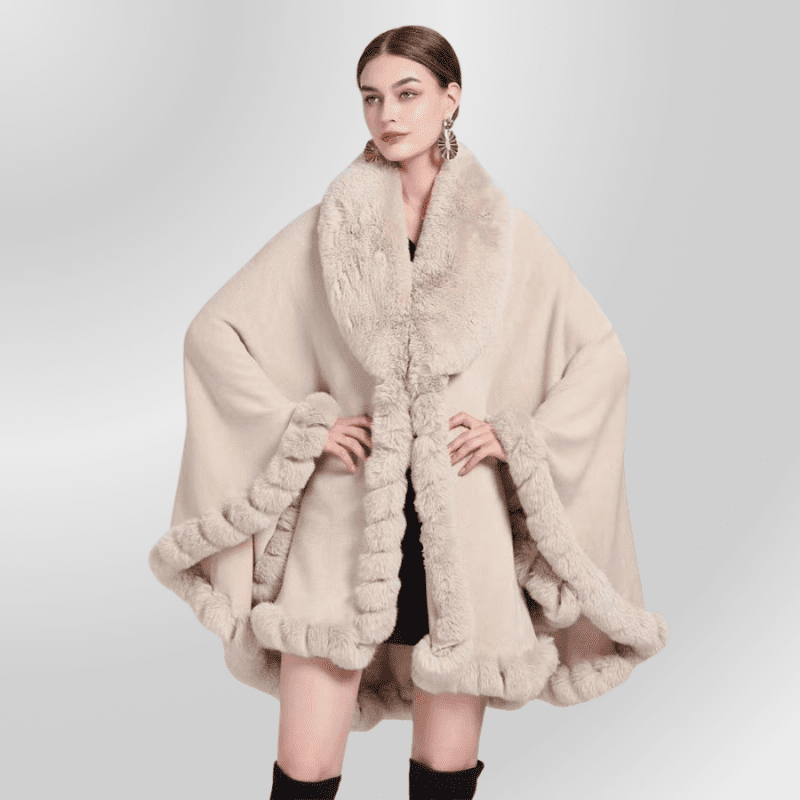 Manteau Gothique Hiver Fourrure Beige Taille Unique