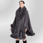 Manteau Gothique Hiver Fourrure Gris Taille Unique