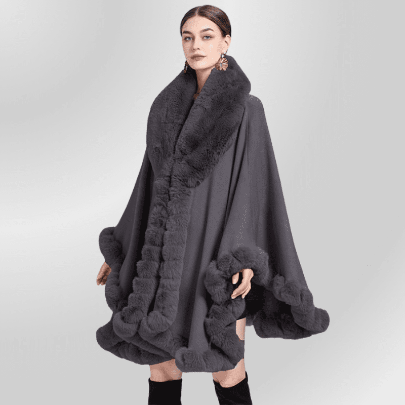 Manteau Gothique Hiver Fourrure Gris Taille Unique