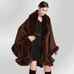 Manteau Gothique Hiver Fourrure Coffee Taille Unique