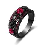 Bague Fleur Rose Tête-de-Mort Red CHINA