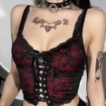 Top Gothique Rouge Victorien Rouge & Noir