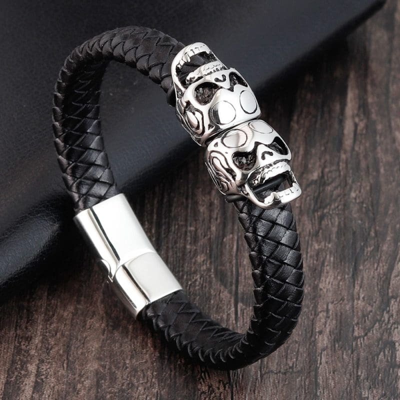 Bracelet Gothique Skull Double Skull
