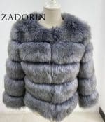 Manteau Gothique Fourrure Gris Foncé