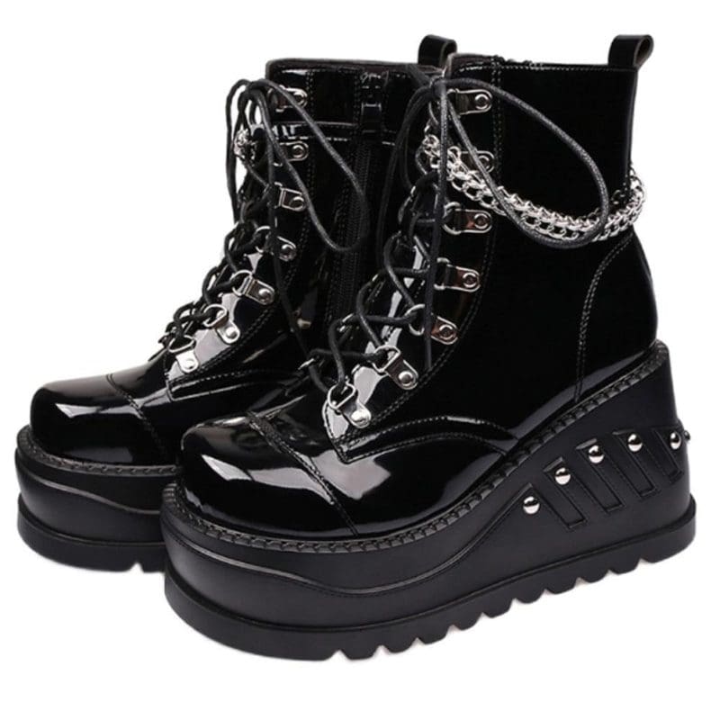 Bottes Gothique Plateforme Bottine Noires