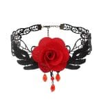 Collier Gothique Victorien Rose Rouge