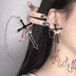 Boucle d'Oreille Gothique Punk Croix