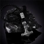 Collier Gothique Nordique Steel Leather Rope 60CM