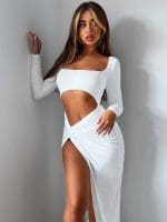 Robe Gothique Noir Club Sexy Blanc