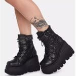 Chaussure Compensée Plateforme Gothique Noire Noir
