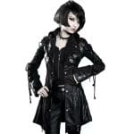 Veste Gothique Simili de Cuir Femme PUNK RAVE Noir