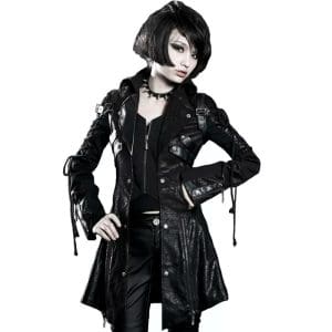 Veste Gothique Simili de Cuir Femme PUNK RAVE Noir