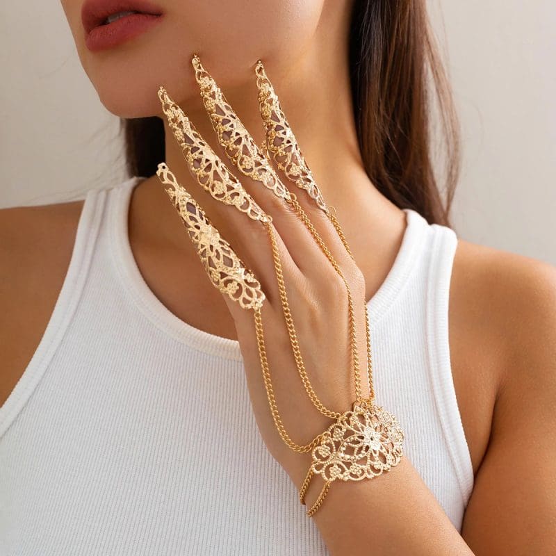 Bracelet Noire Long Doigts Doré