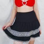 Jupe Gothique Rose Dentelle Noir