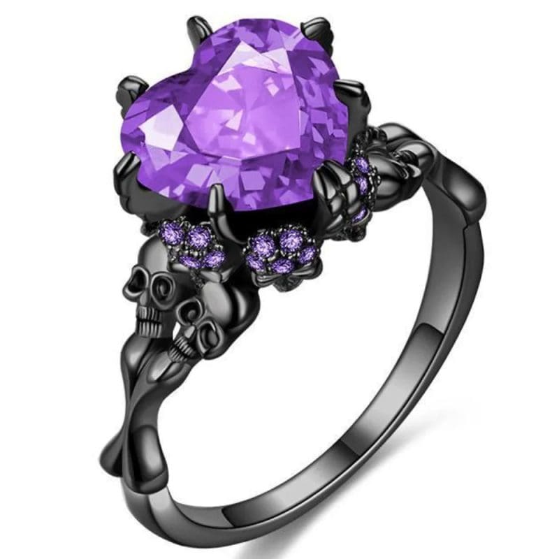 Bague Cœur Noir Violet