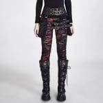 Pantalon Noir et Rouge Slim PUNK RAVE Rouge