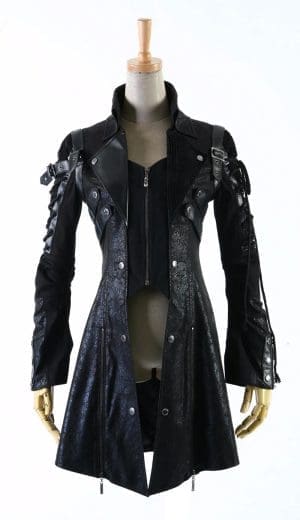 Manteau Gothique Rouge Homme PUNK RAVE Noir