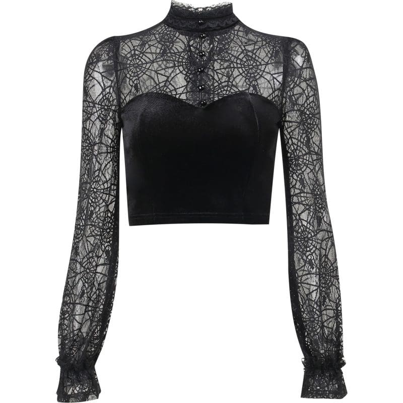Top Gothique Femme Dentelle Victorienne Noir