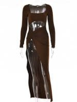 Robe Gothique Noir Club Sexy Marron