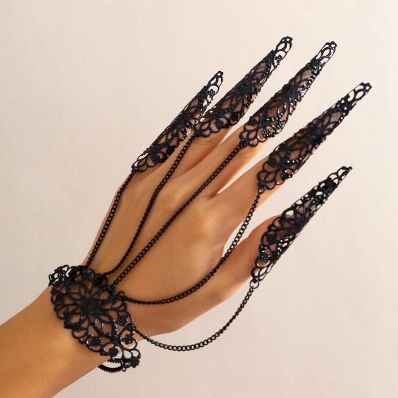 Bracelet Noire Long Doigts Noir
