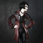 Veste Gothique Simili de Cuir Femme PUNK RAVE Rouge
