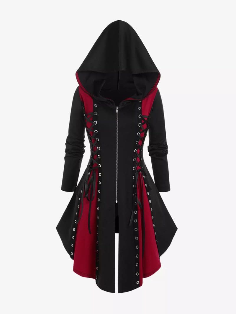 Manteau Gothique Noir et Rouge
